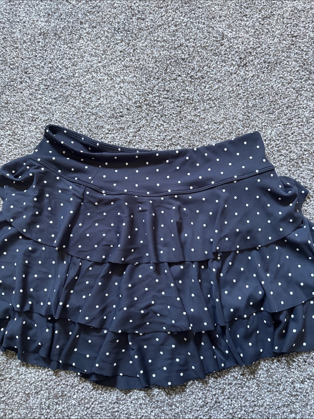 Arizona Jr L Navy Polka Dot Ruffle Skater Skirt